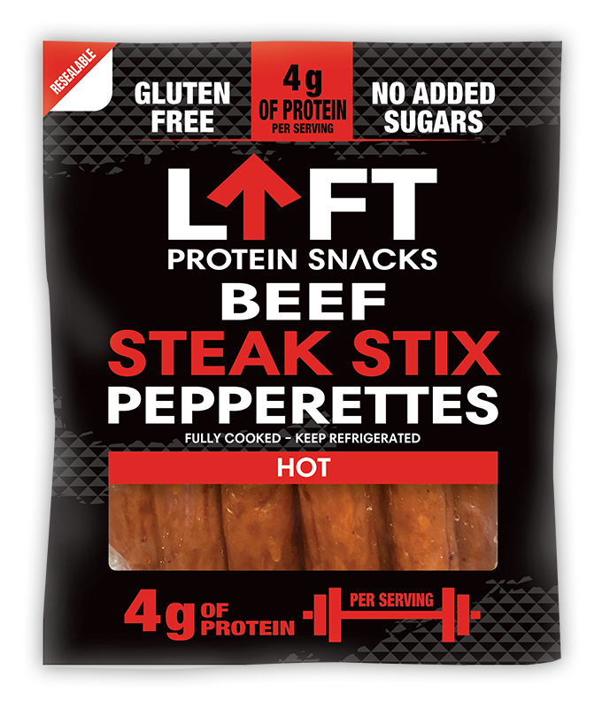 LIFT Beef Steak Stix Pepperettes – Hot